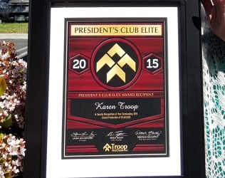 Karen Troop receives President’s Club Elite Award