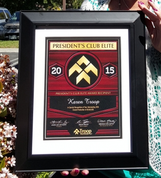 Karen Troop receives President’s Club Elite Award